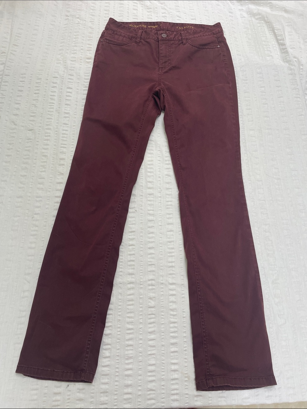 Talbots Signature Straight Leg Pants Burgandy Wine Size 4